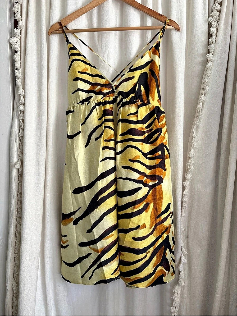 Nanushka Ceil Tiger Print 100% Silk Mini Dress S NWT $495